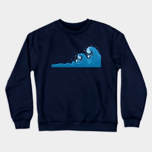 Monochromatic Blue Ocean Waves Crewneck Sweatshirt